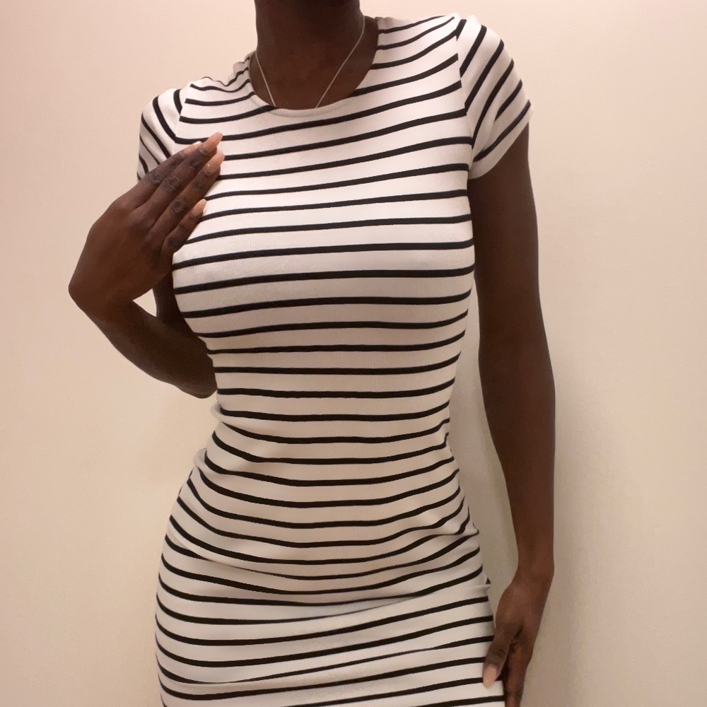 White and Black Striped Dress